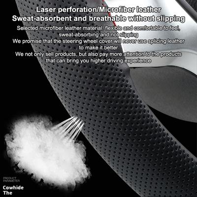 Ultra Fine Diy Hand Woven Genuine Leather Breathable Steering Wheel Cover With Needle And Thread Steering Wheel Protective Cover