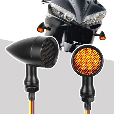 Indicators Lights Universal Mesh Lens Brake Light For BWM Honda Suzuki Motorcycle Bullet Turn Signals LED Signal Light 2 Pcs/Set