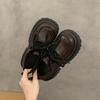 Soft leather version~ British style platform small leather shoes women's 2025 new spring height-increasing single shoes lace-up black loafers