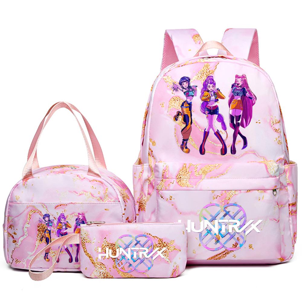 3 szt./zestaw Plecak z nadrukiem Anime Kpop z torebką i piórnikiem dla nastolatka, studenta, dziewczyny, chłopca, wodoodporna torba podróżna Mochila