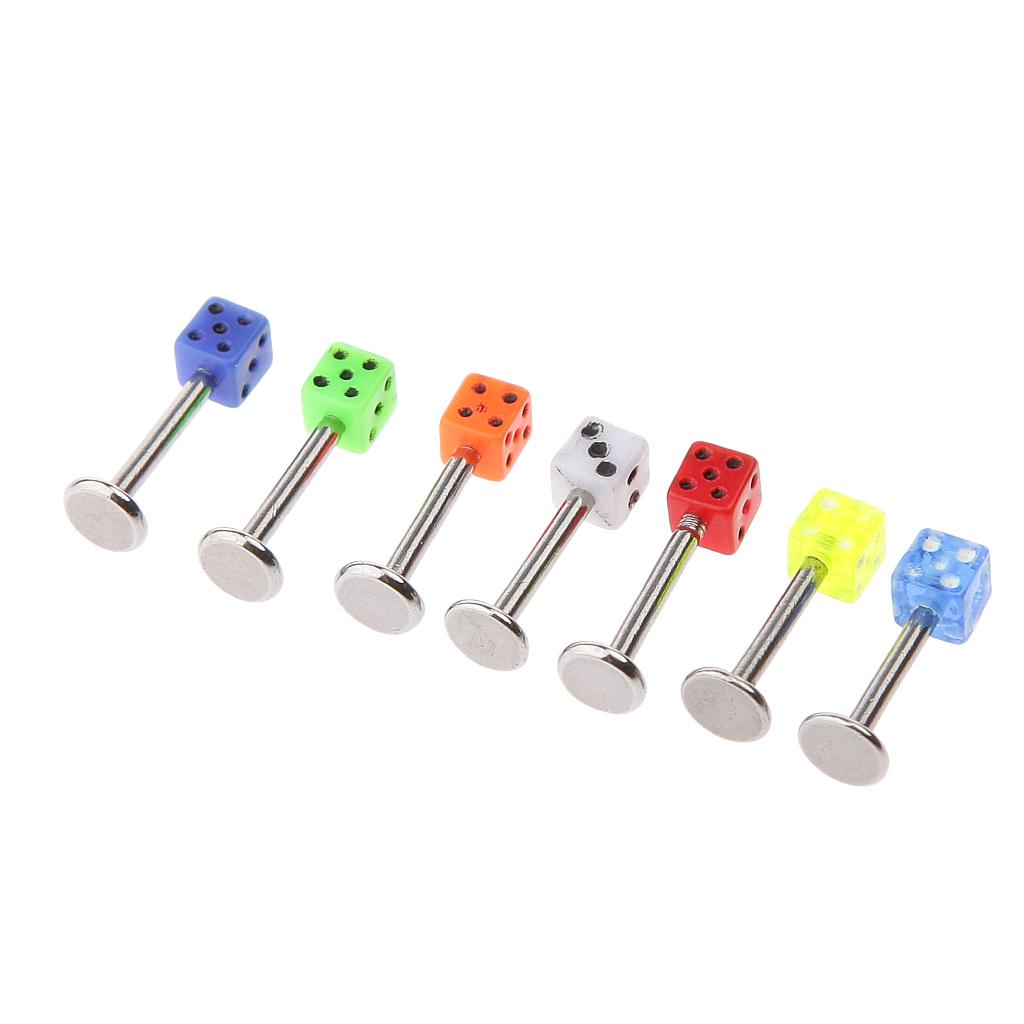 20 Stück Gemischte Würfel Lippenstecker Kinn Zunge Ringe Bar Labret Körperschmuck Piercing Schmuck