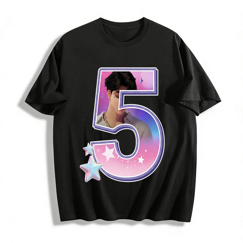 

Gradient Number 5 Print Casual Top Trendy Virtual Idol Element Loose Comfortable Daily Versatile T-Shirt Pure cotton T-shirt XXS
