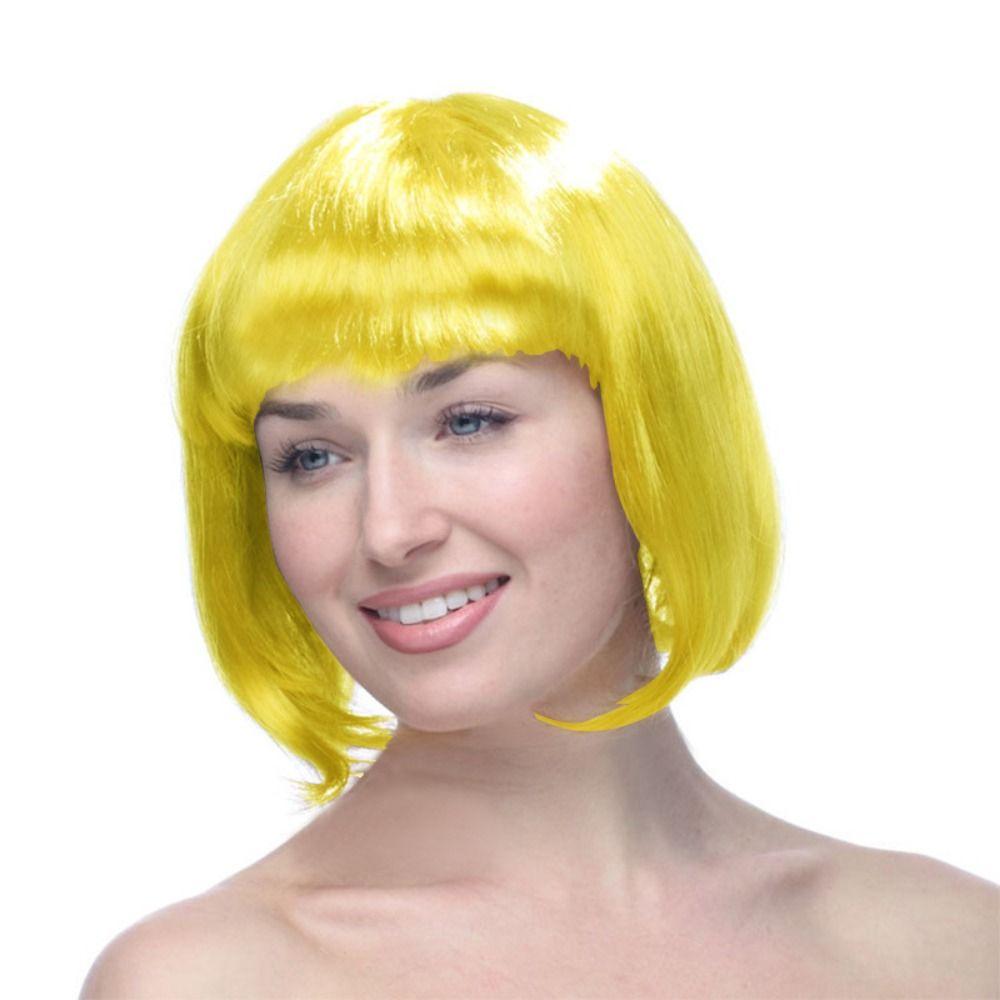 Funny Women Bobo Wig Pink Short Straight Hair Cosplay Party Bob Hair  Makeup Party