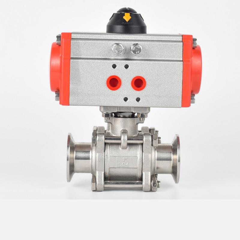 304stainless steel Q681F-16P sanitary grade pneumatic quick-installation three-piece ball valve with high temperature resistance