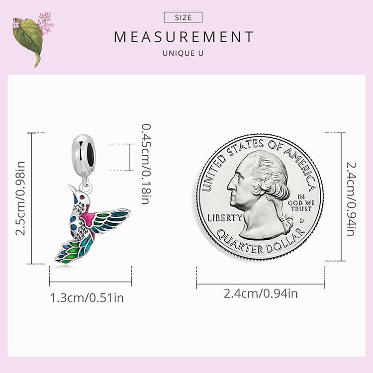 BAMOER Authentic 925 Sterling Silver Kingfisher Pendant Fit Women Original Bracelet or Bangle Fine Jewelry Gift