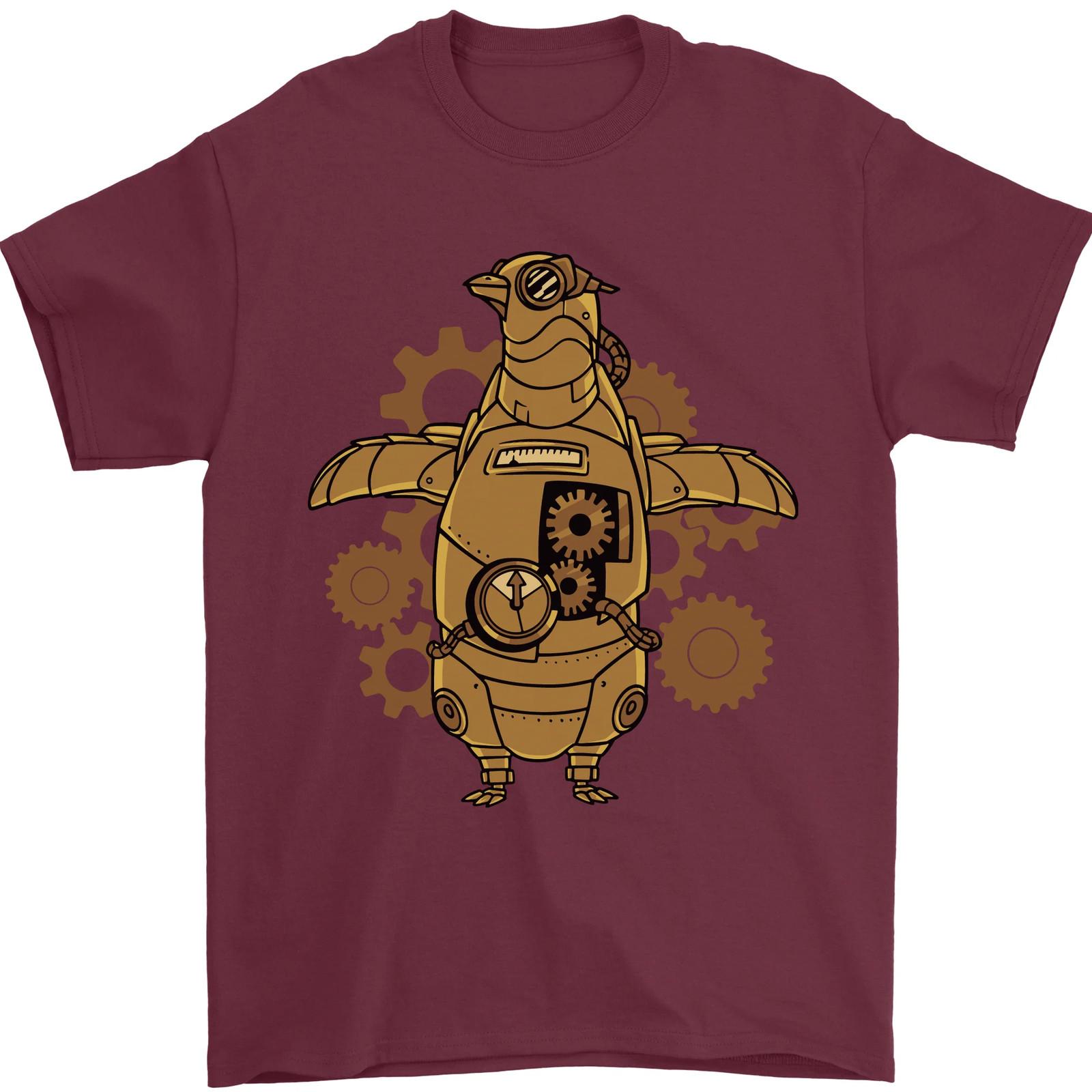 A Steampunk Penguin Mens T-Shirt 100% Cotton S