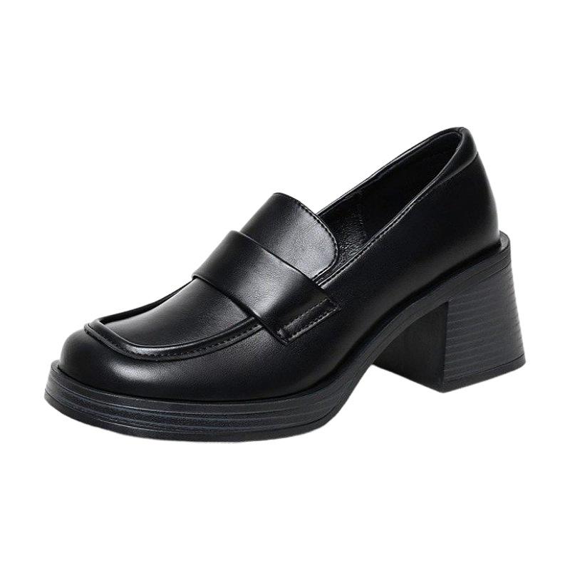 Fashion 2025 New Comfortable Waterproof Platform Casual Fashionable Women's Shoes Round Toe Cover Thick Heel High Heel Single Shoes