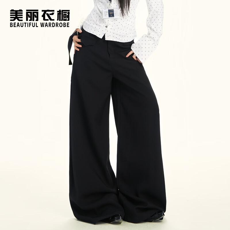 Beautiful Wardrobe Women's High-Waist Wide-Leg Draped Commuter Trousers