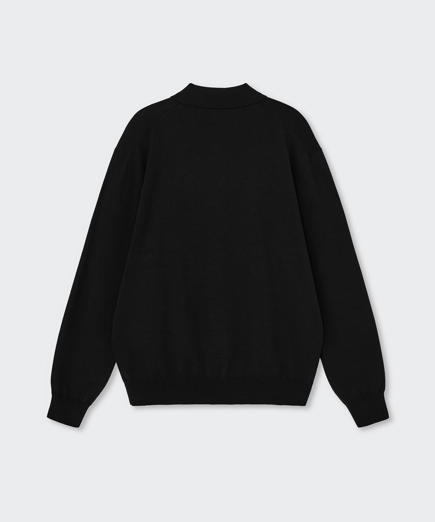 MUSINSA STANDARD Washable Supima Cotton Long Sleeve Knitted Polo Shirt [Black]