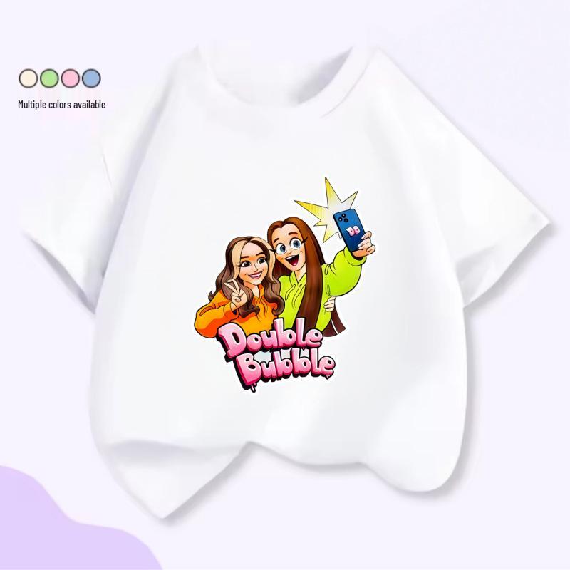 Unisex Kids Summer T-Shirt: Heart-Shaped Cartoon Print & Fun Slogan