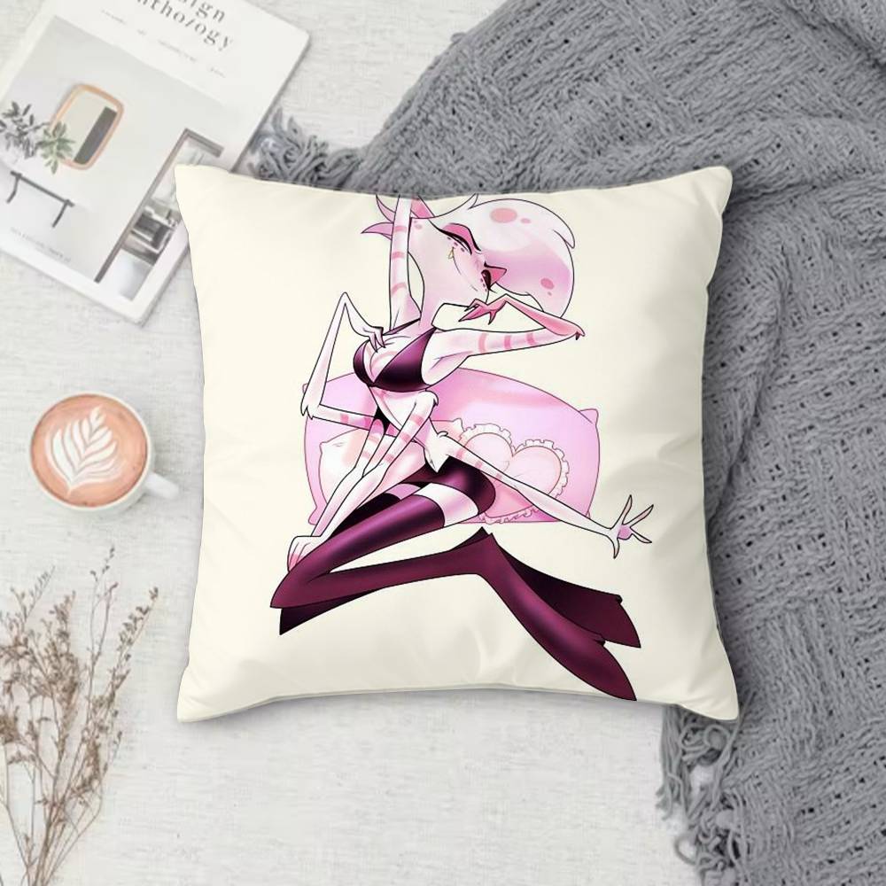 Hazbin Hotel HH Dark Comedy Adult Animation Doublesided Printed Square Decorative Cushion Cover for Sofa Living Room Home Decor