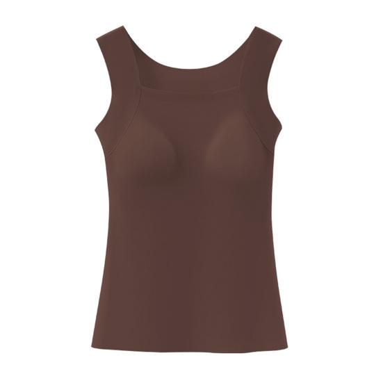 Women Bottom Bra U-Neck Sleeveless Super Soft Stretch Fabric Built-In Comfort Bra Wireless Padding Slim Fit Layering Tops