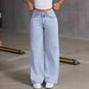 Jeans mit Schleifenstickerei Damen Süßer und Würziger Stil High-Waist Gerade geschnittene Hosen Lockere Freizeithosen Trendige Schleifenstickerei Weite Jeans