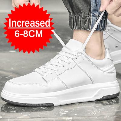 Casual Genuine Leather Inner Height Increase Men Shoes 6/8CM Invisible Increasing Thick Sport Shoes Outdoor Sneakers Big Size 45