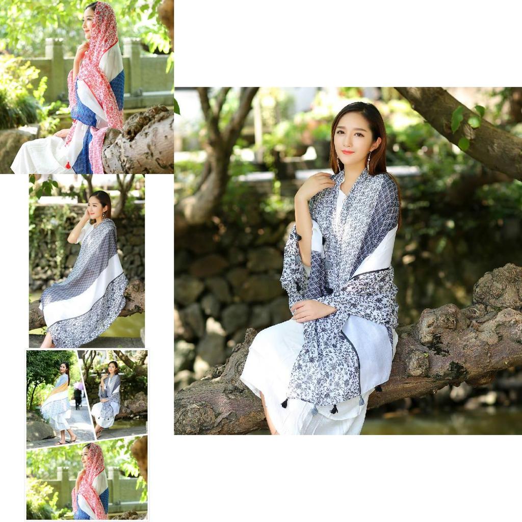 Ethnic Style Shawl For Women Lightweight Summer Scarf With Print Design For Travel And Beach