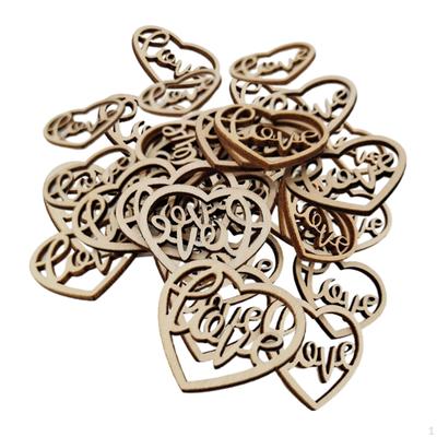 50Pcs Brief Liebe Holz Scheiben Chips Rustikalen Holz Discs Verzierungen Stücke für Party