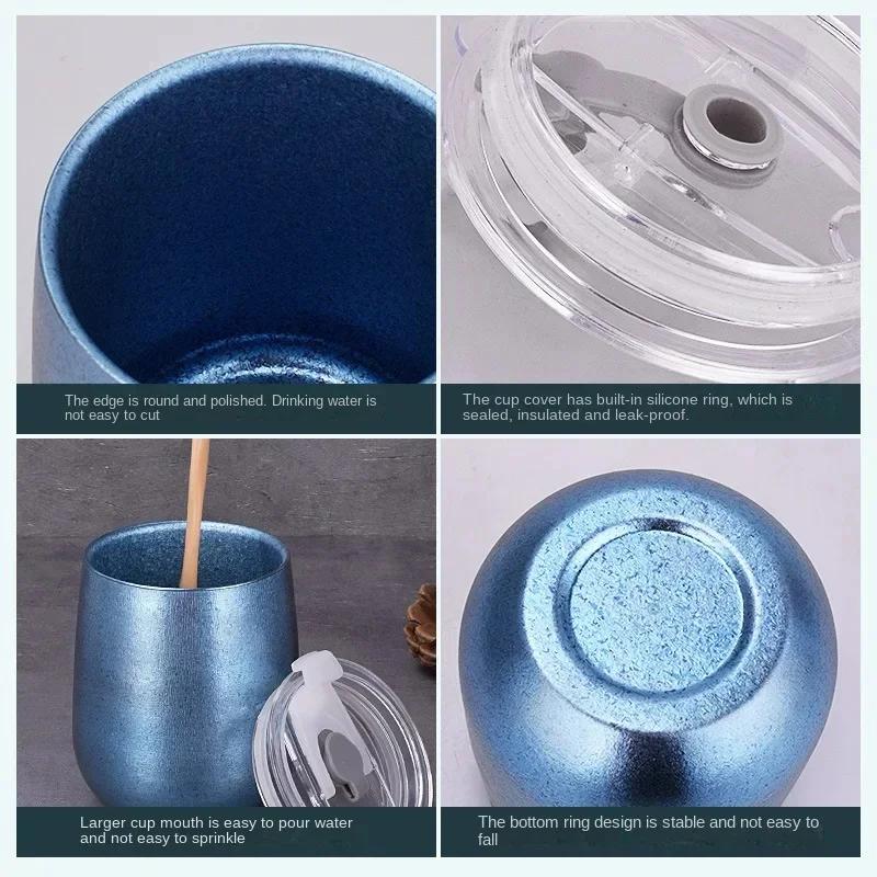 Outdoor Pure Titanium Double Layer Cup Pure Titanium Home Ice Goose Eggshell Water Cup Beer Coffee Milk Insulated Titanium Cup