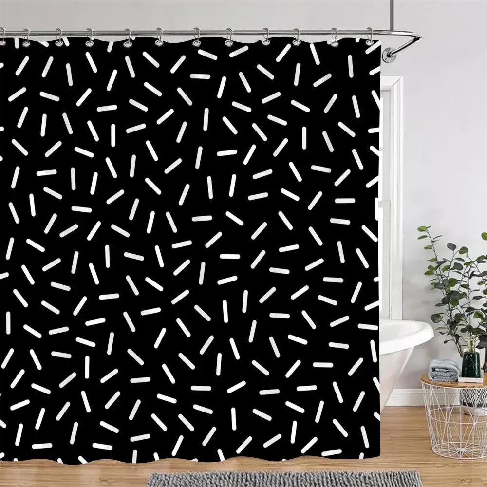 Polka Dot Geometric Line Shower Curtain Colourful Solid Colour Simple Modern Polyester Washable Shower Curtains Bathroom Decor