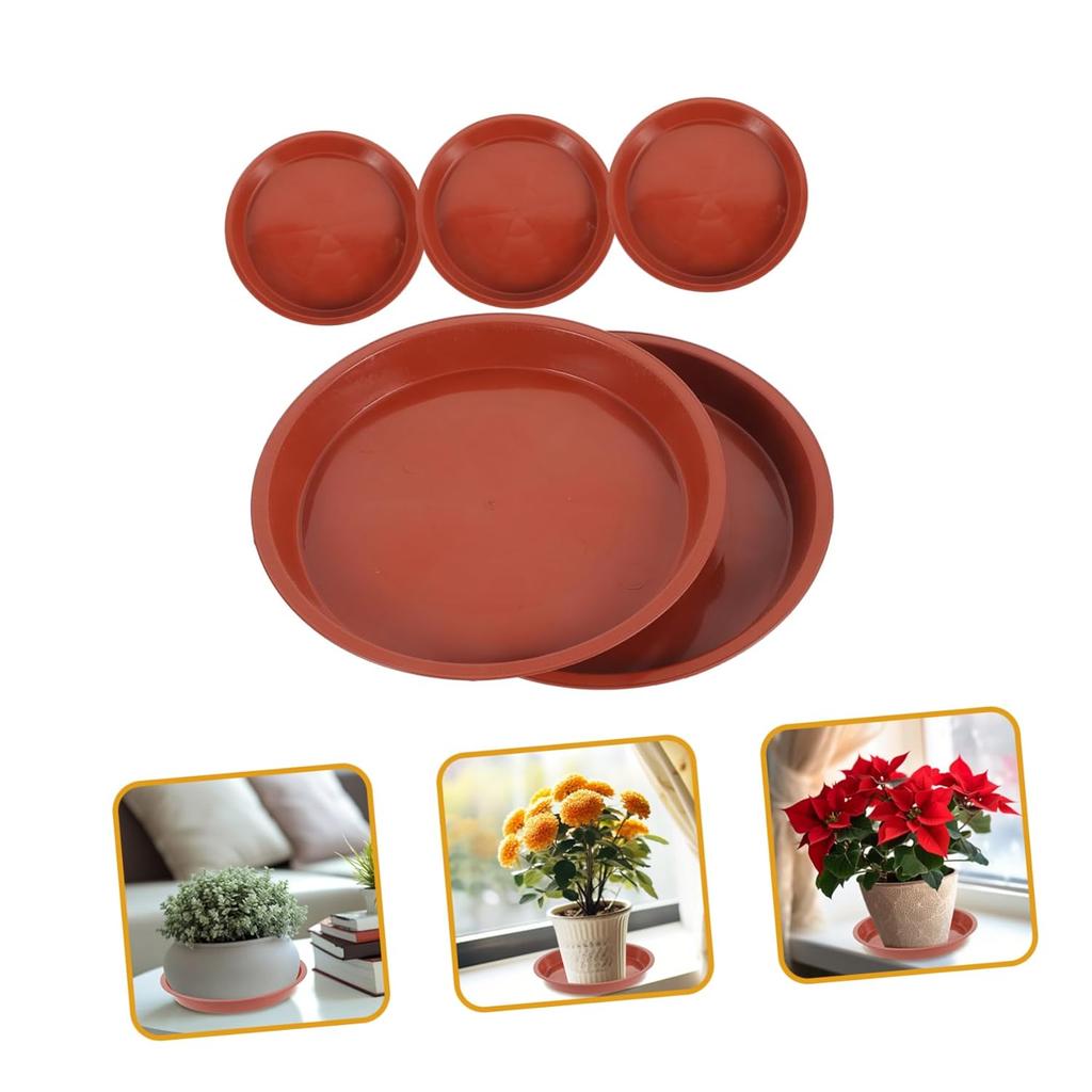 PB210 4Pcs 21cm Flower Pot Bottom Water Storage Round Tray Plastic Movable Potted Plant Base