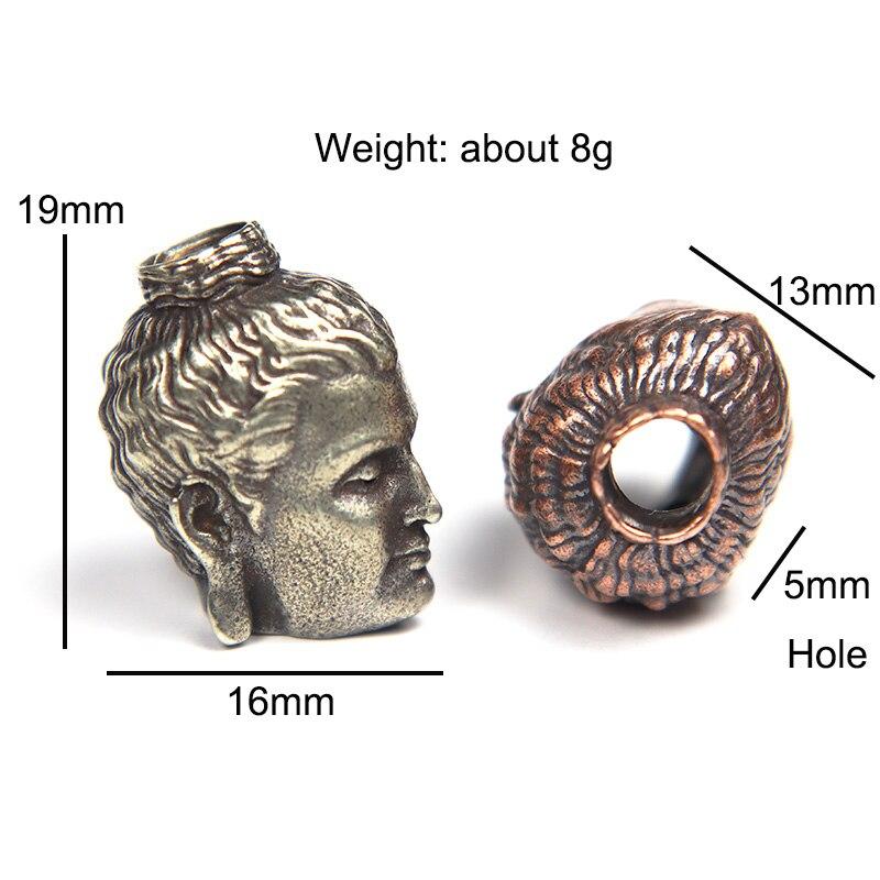 Shakyamuni Buddha Head Brass Lanyard Pendants Buddhism Paracord Beads Charms EDC DIY Umbrella Rope Bracelets Accessories Jewelry