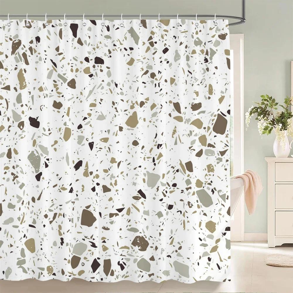 Nowoczesna Prosta Mozaikowa Zasłona Prysznicowa Wodoodporna Zasłona Kąpielowa z 12 Haczykami do Łazienki Dekoracja Domu Poliestrowa Tkanina Ekran