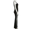 Fashion Women's Wear Pure Color Mesh Sleeveless Trousers Suspender Jumpsuit