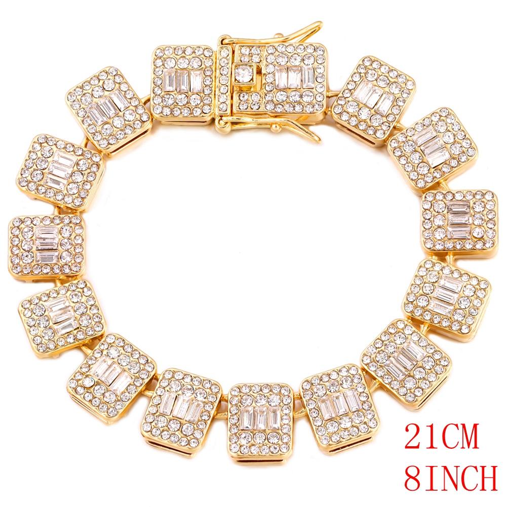 

Мужчины Женщины Блинг Айс Аут Цепь Багет Теннис Кубинские Ожерелья Золотой Цвет Блеск Квадратное Кристальное Ожерелье Хип Хоп Ювелирные Изделия