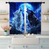 Low Growling Wolf Full Moon Scenery Printed Curtains Home Decoration Room Made Of Polyester