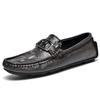 Crocodile Pattern Beanie Shoes Lazy Driving Shoes British Casual Men's Leather Shoes Genuine Leather Cowhide