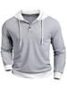 2025 Men's Color Block Waffle Knit Hooded Button-Up Hoodie – Autumn/Winter Casual Long Sleeve