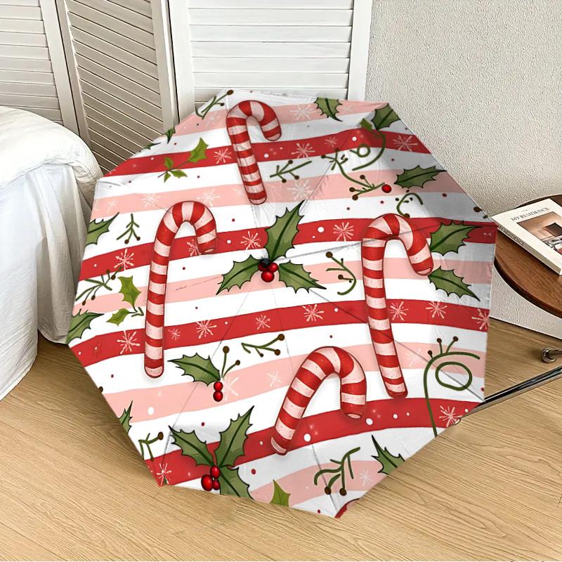 1pc Candy cane Automatic Open/Close Umbrella, Formal Events - Ideal Gift for Family or Friends, Outdoor Accessory yy251211142