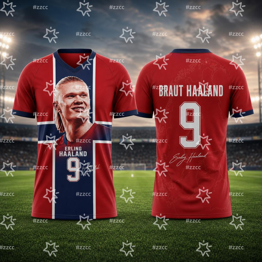 ETST42 Noorse Haaland Voetbalshirt Voetbal Trainingsset Zomer Sport Heren T-shirt Kinderkleding T-shirt Vrouw Wielertrui S