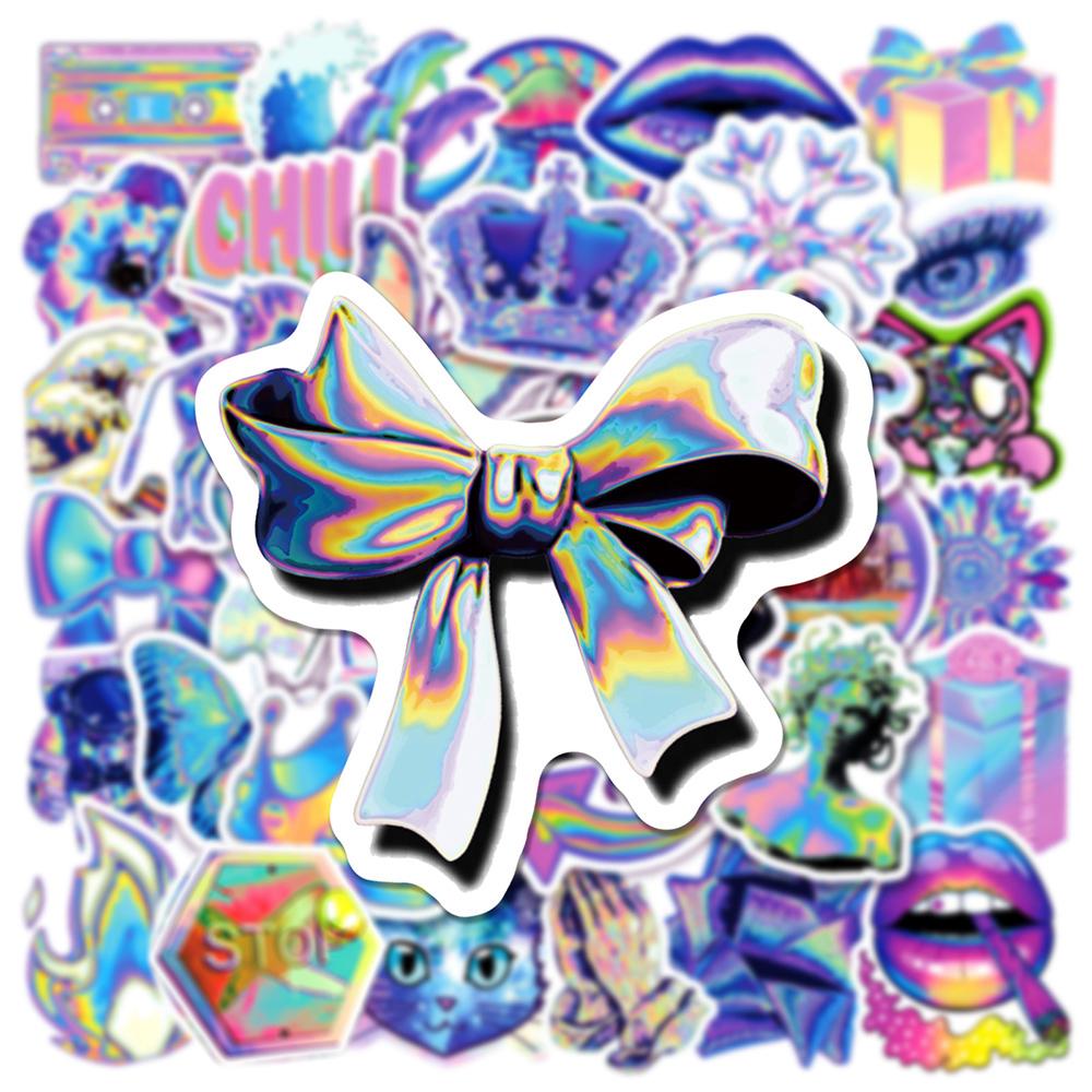 10/30/50/100pcs Cartoon Holographic Laser Aesthetic Graffiti Stickers Cool Sticker for Motorcycle Laptop Guitar DIY Sticker Toys