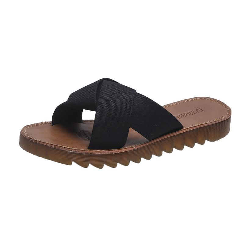 

Интернет знаменитости модные классные тапочки на плоской подошве женские 2025 новые летние новые INS модная верхняя одежда на толстой подошве супер огненная пляжная обувь 35 чёрный