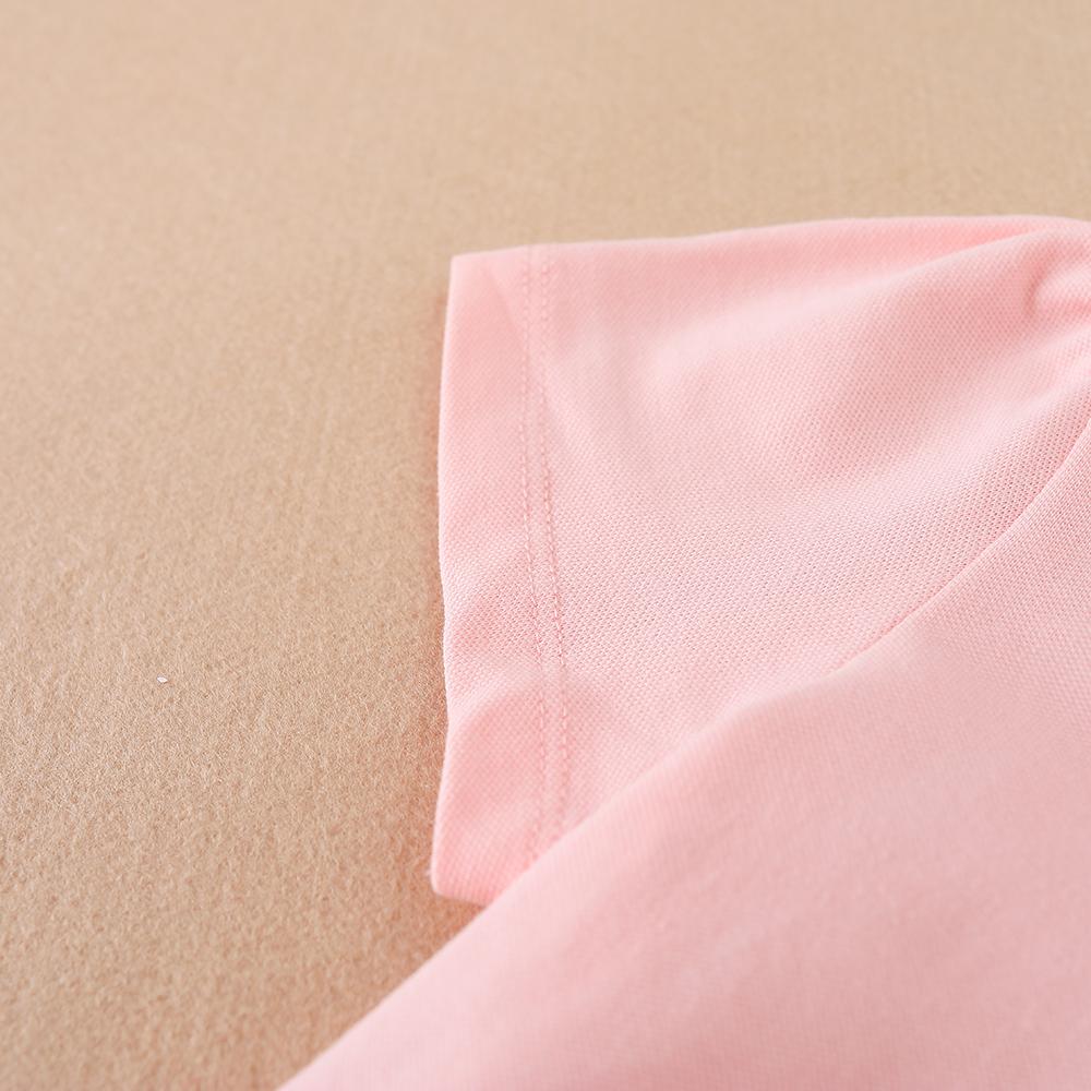 Toddler Girls 2024 New Summer Short Sleeves Kids Clothing Baby Girls' Cartoon Patched Striped Trim Polo Shirt