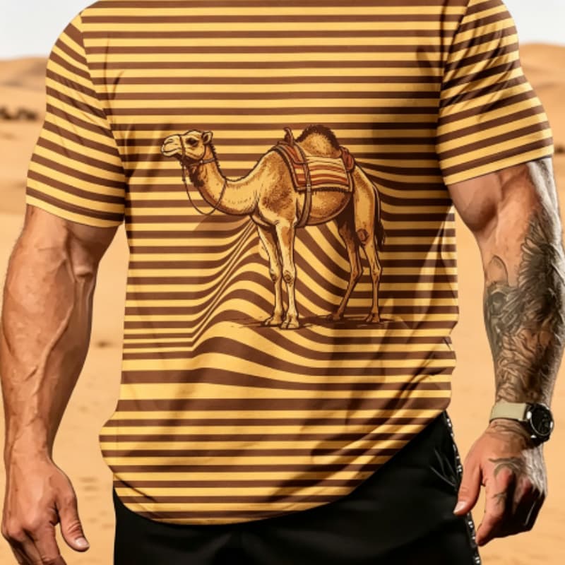 

Men s fashion 3D printed men s T-shirt round neck short sleeve, trendy street wear XL