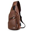 1pc Men's PU Leather Crossbody Bag, Retro Casual Large Capacity Multi-Layer Chest Bag for Daily Commute, Zipper Closure