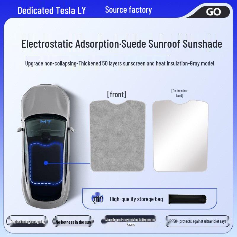 Tesla Model Y Sunroof Electrostatic Sunshade: Sun Protection & Heat Insulation for Panoramic Roofs