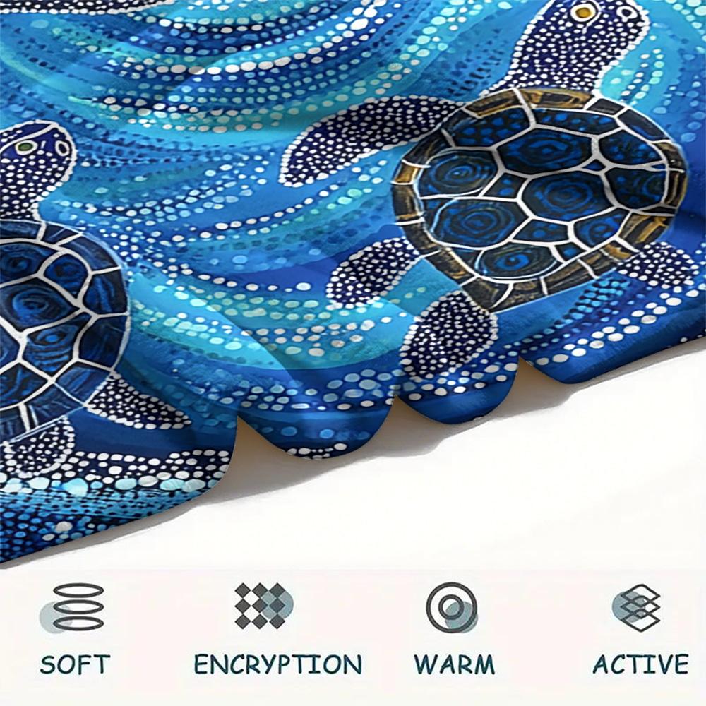 Tortoise Print Flannel Blanket, High quality Comfortable for All Seasons, Home Decor, Warmth and Comfort, Perfect for Christmas Gifts