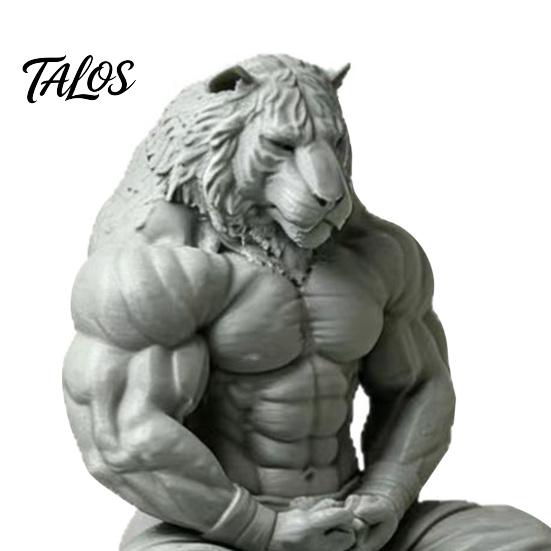 3D Printed Tiger Man Figurine, Muscular Tiger Figure Ornament, Minimalist Animal Sculpture with Muscular Details, Zen Posture Desktop Decor