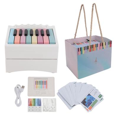Piano Calendar USB Rechargeable Playable Piano 52 Weekly Calendar Cards with Sheet Music White