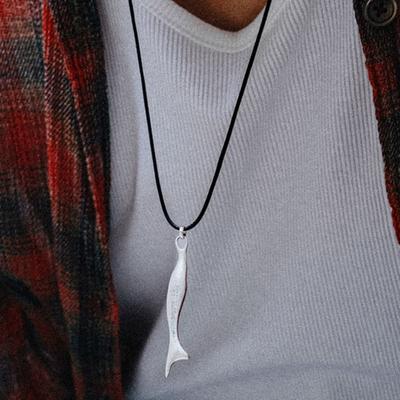 SCALETTO BLACK WSM006 Silver Fish Pendant Necklace