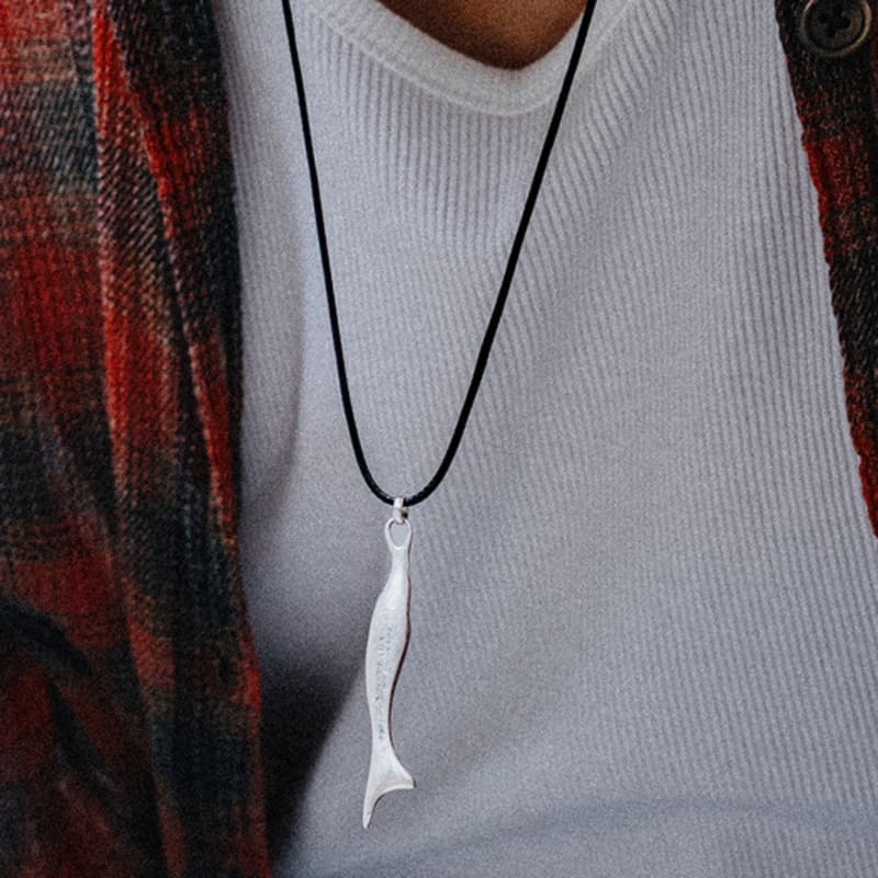 

SCALETTO BLACK WSM006 Silver Fish Pendant Necklace none