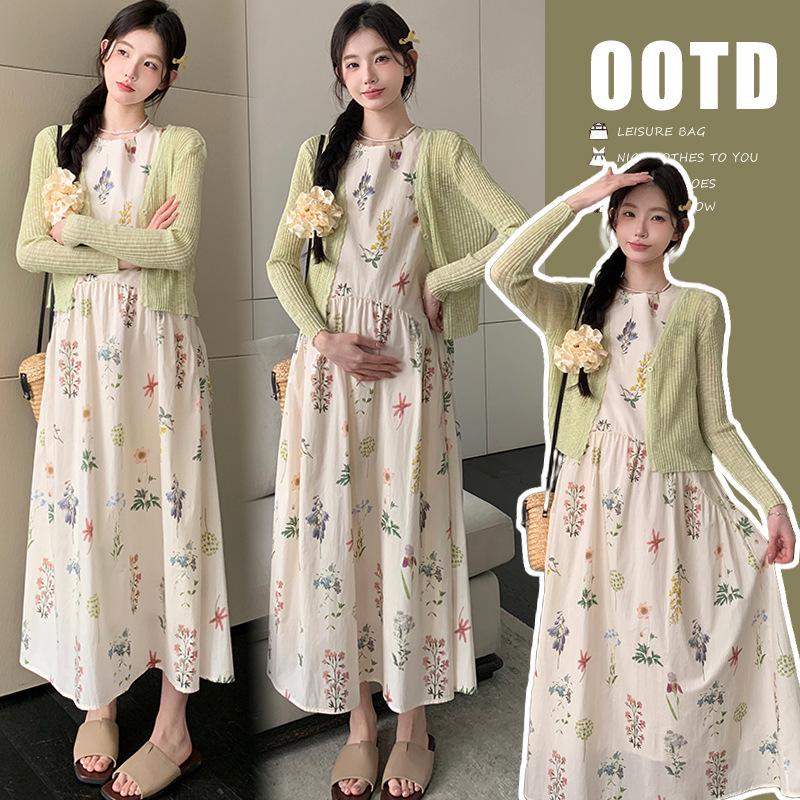 

2026 Summer Floral Print Sleeveless Dress with Knit Cardigan M