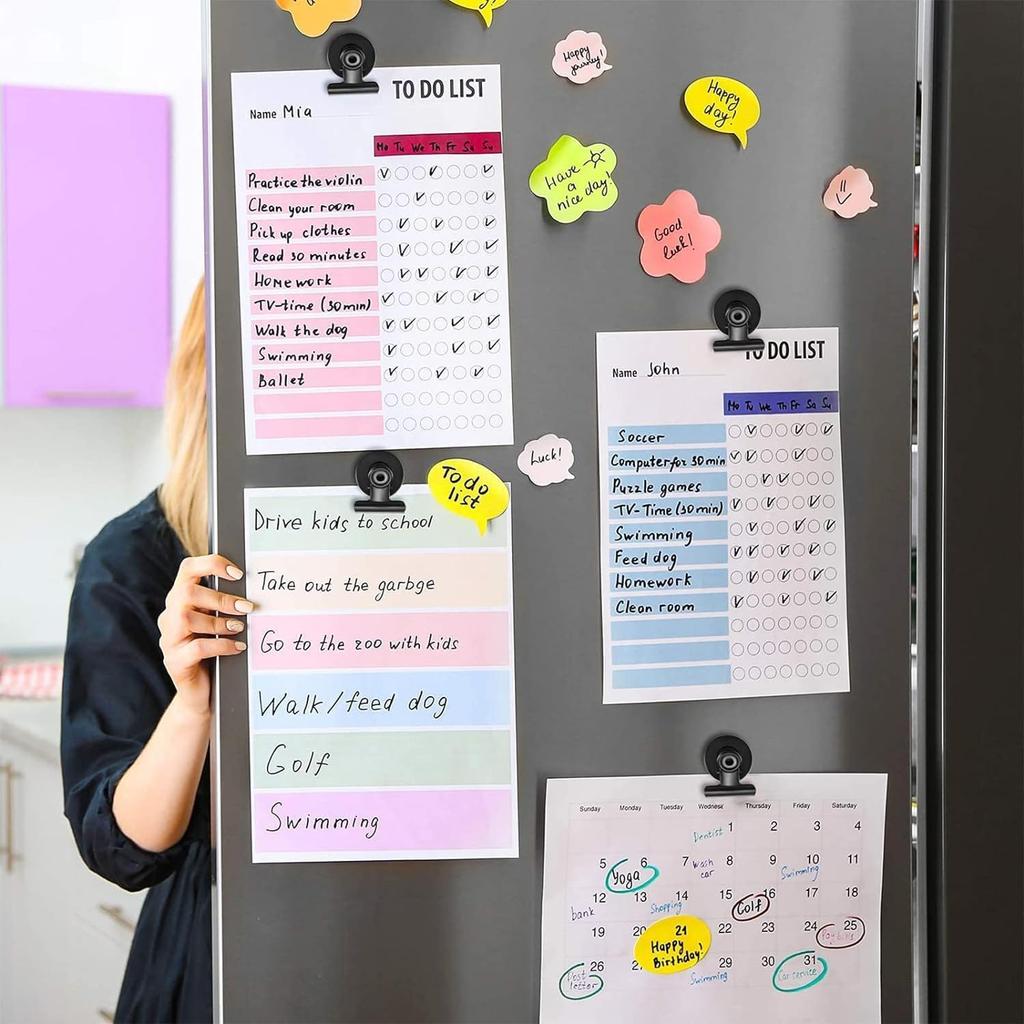 Refrigerator Magnet Clip, 10 Pcs Strong Fridge Magnet Hook Clip, Magnetic Clips for Family, School, Freezer, Kitchen Refrigerator, 40mm/1.57inch Black