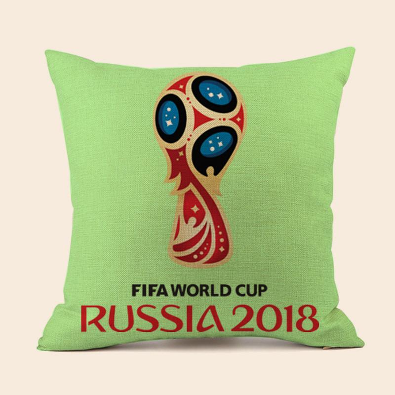 Soccer Fans World Cup 32 Teams Cotton Pillowcase With Emblem For Home Bar Lounge