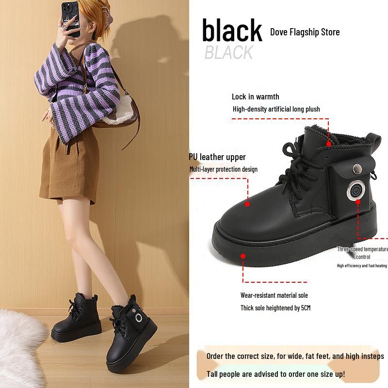 

Women s 2025 Winter Heated Snow Boots - Thick Sole, Waterproof, Non-Slip, Plush Lined, Rechargeable Electric Heating. Size 37