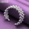 Offenes Armband aus 925er-Sterlingsilber mit glatten Perlen, Modeschmuck