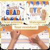 CMUSKO Graduation Tablecloth, 3Pcs Orange and Blue Graduation Decorations Rectangular Tablecloth, Congrats Grad Table Cover Decorations for Class of