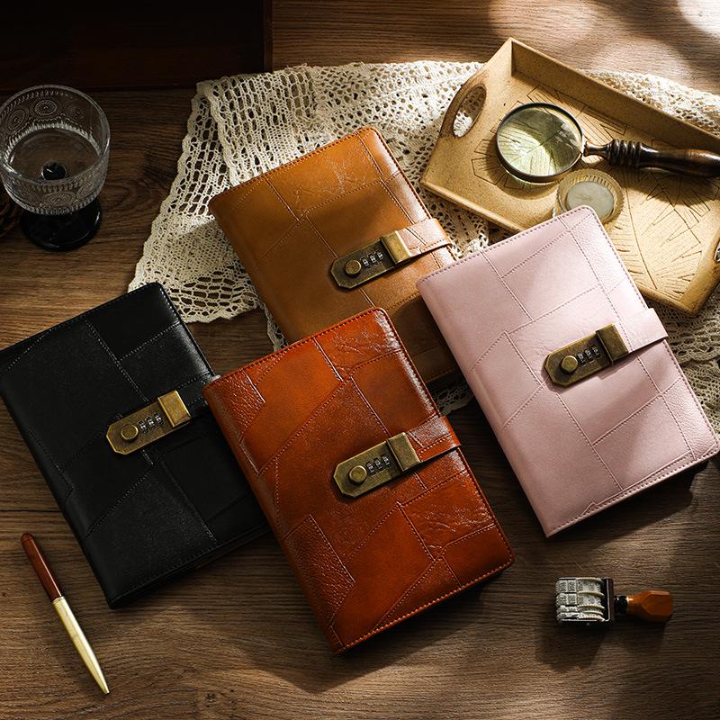 Retro Style A5 Lockable Password Journal - Exquisite High-Design Notebook